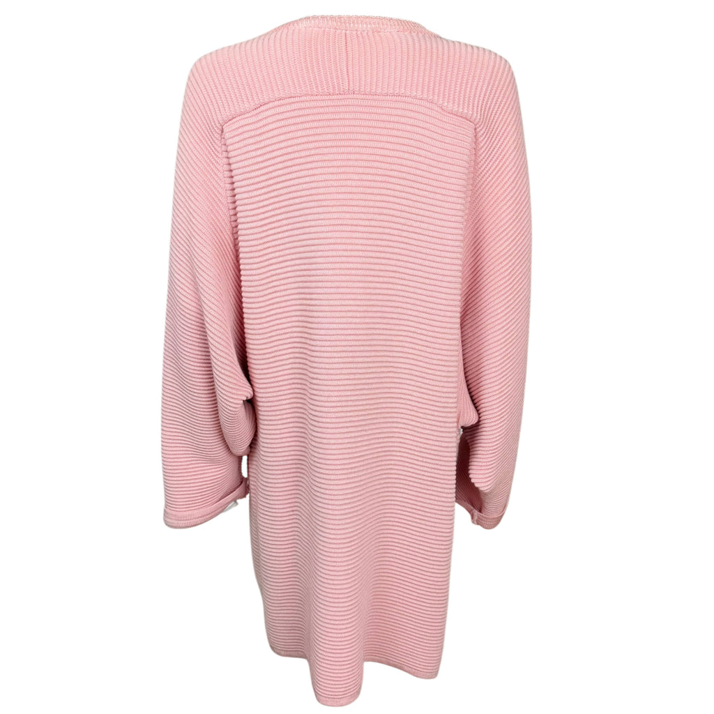Vintage 1980s Coat Sweater Pacabù Pink Ribbed Knit Made in Italy Oversized 44
