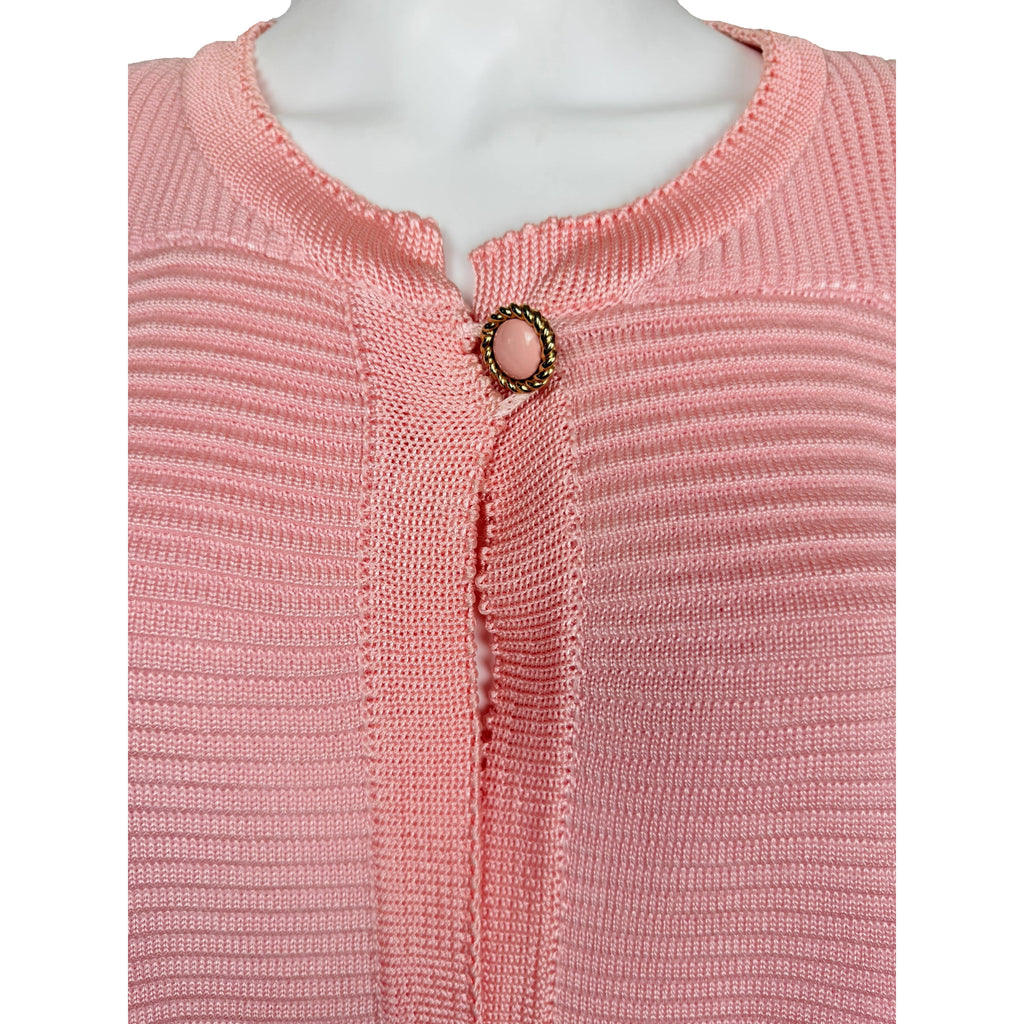 Vintage 1980s Coat Sweater Pacabù Pink Ribbed Knit Made in Italy Oversized 44