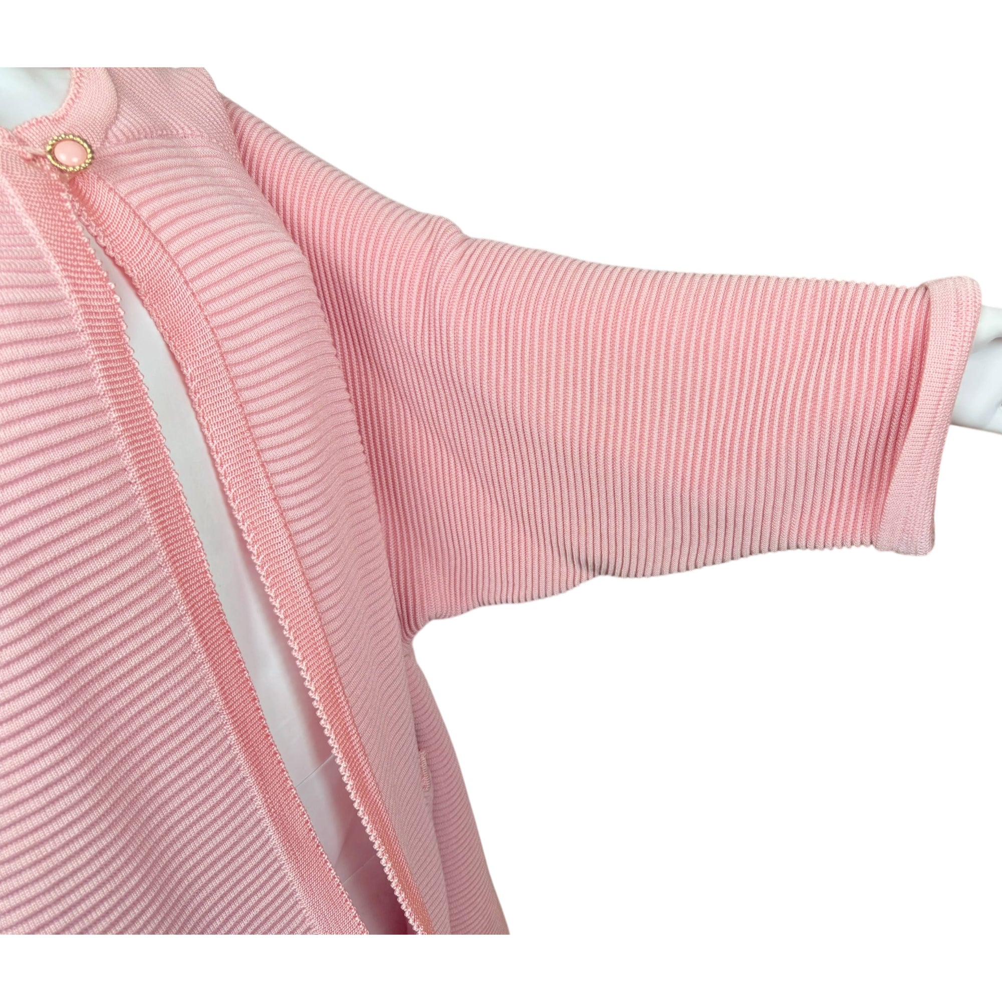 Vintage 1980s Coat Sweater Pacabù Pink Ribbed Knit Made in Italy Oversized 44