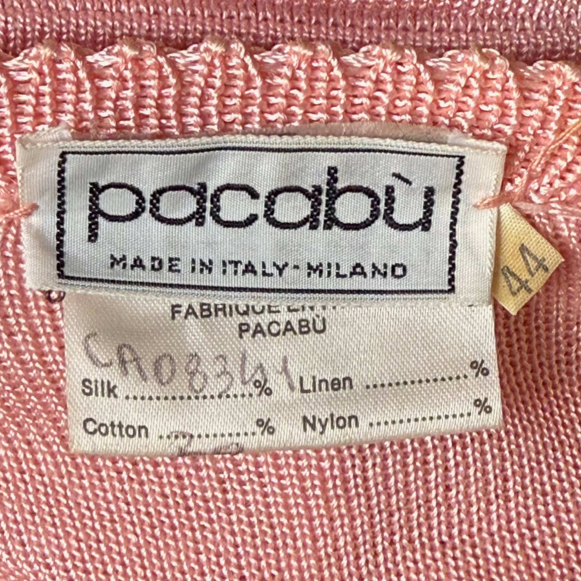 Vintage 1980s Coat Sweater Pacabù Pink Ribbed Knit Made in Italy Oversized 44