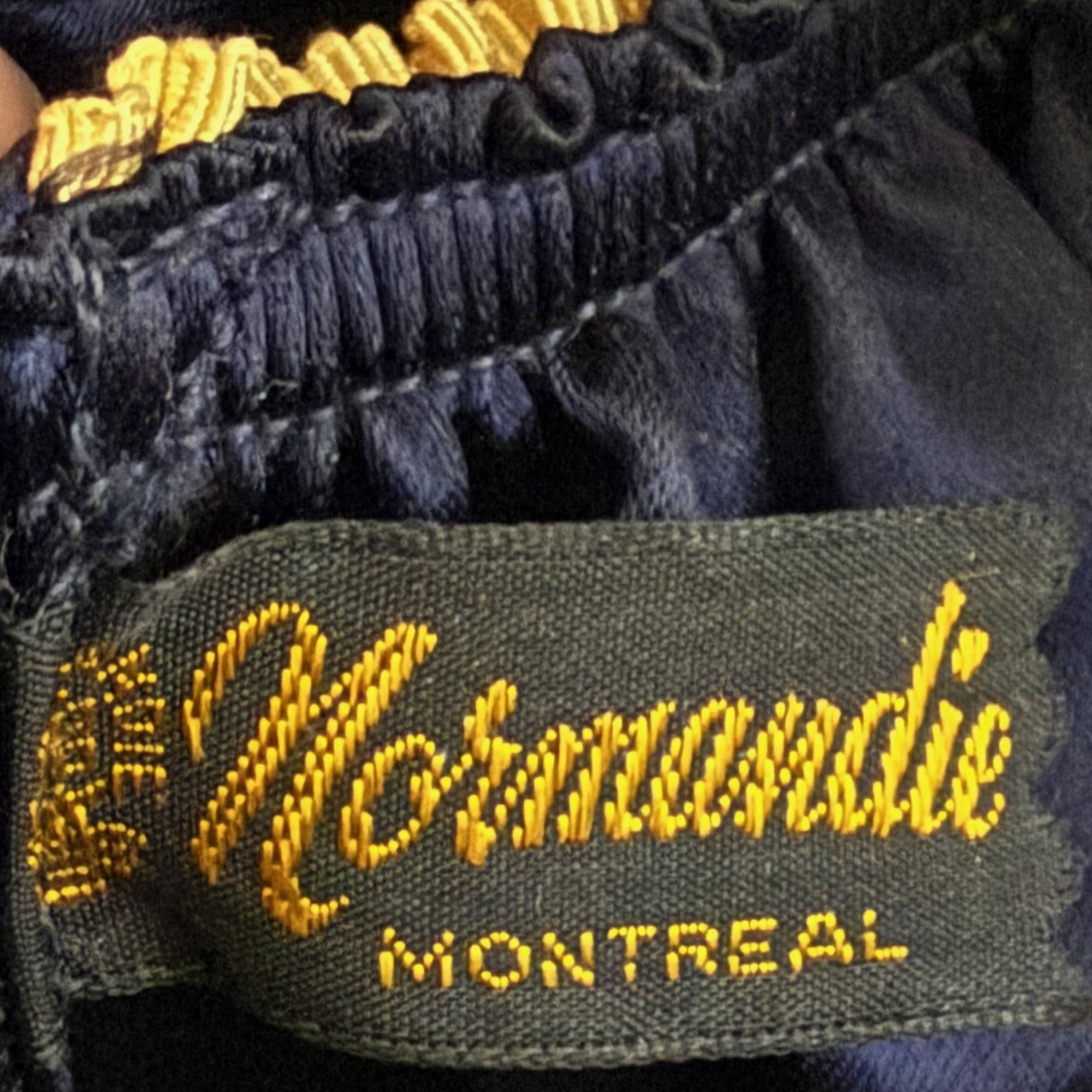 Vintage 1940s Handbag Lantern Shaped Navy Leather Normandie Montreal