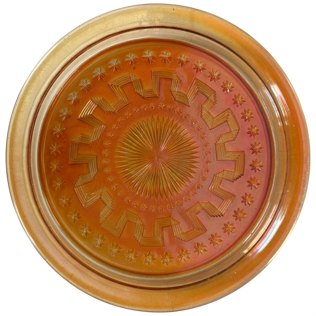 Rare Northwood Holiday pattern marigold carnival glass tray circa 1912