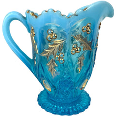 Antique Northwood Paneled Holly Opalescent Glass Pitcher