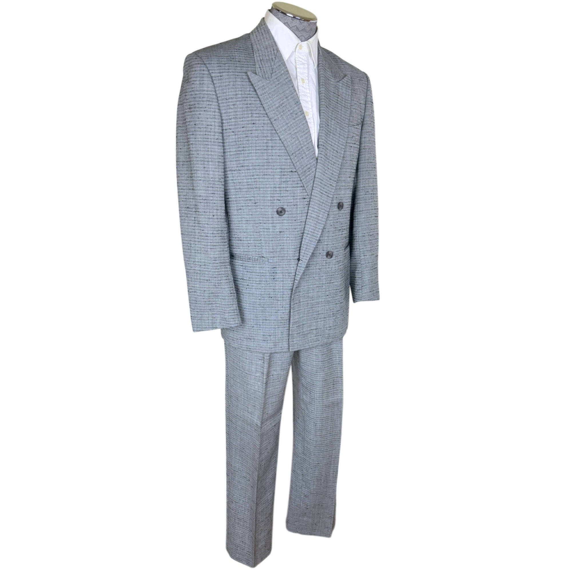 Vintage 1980s Men’s Suit Oggi Uomo Grey Wool Blend Size 38