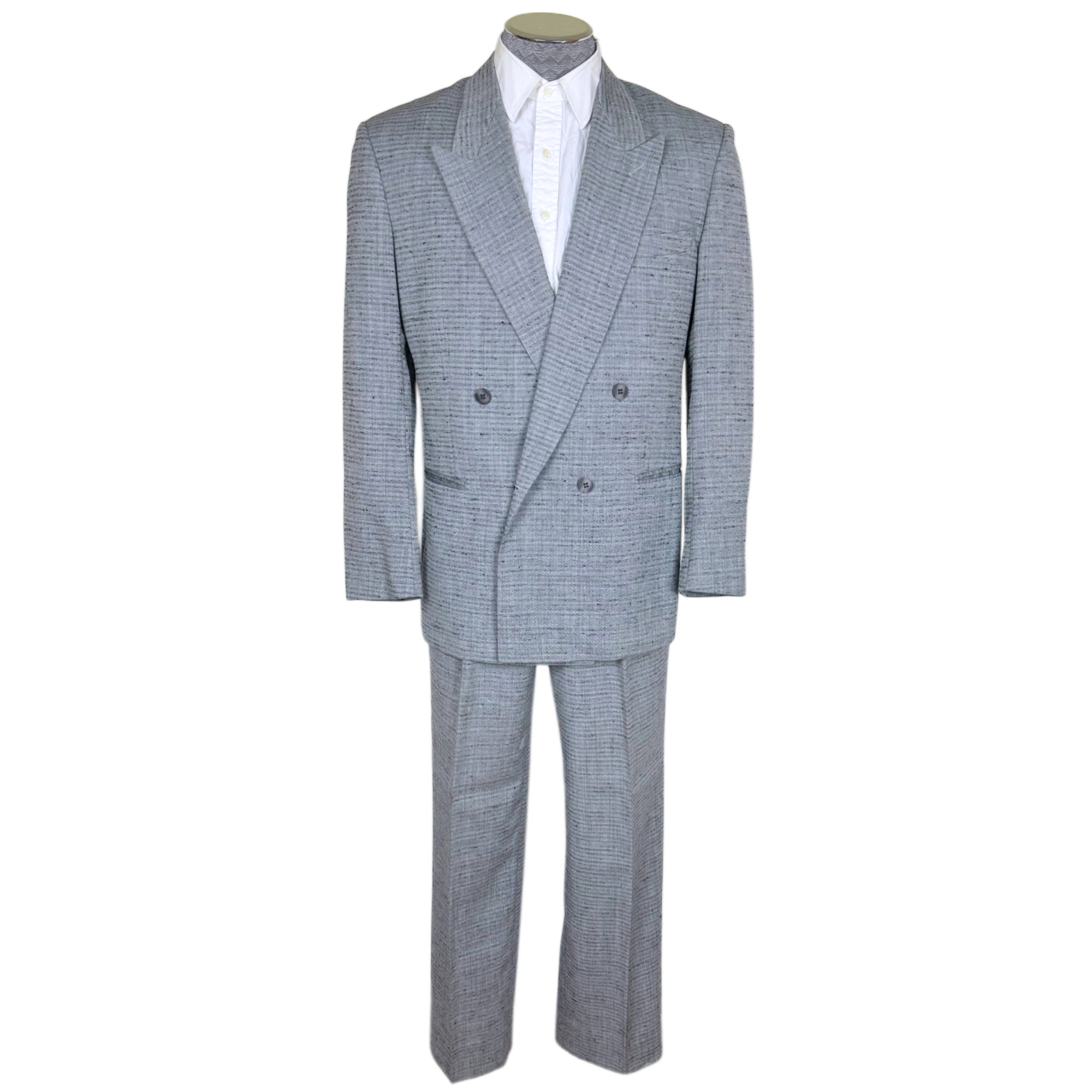 Vintage 1980s Men’s Suit Oggi Uomo Grey Wool Blend Size 38