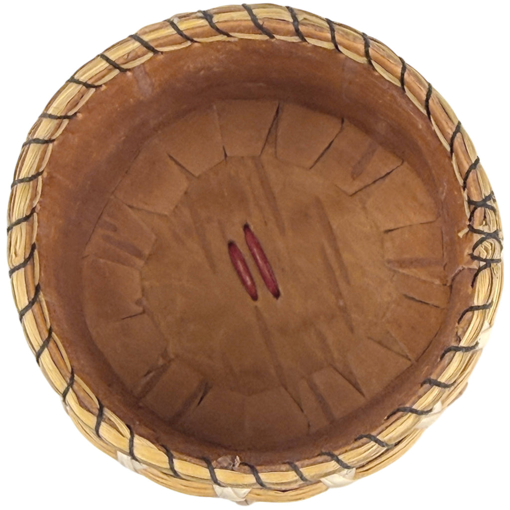 Vintage Porcupine Quill Birch Bark Box with Sweetgrass Anishinaabe / Ojibwe Attributed