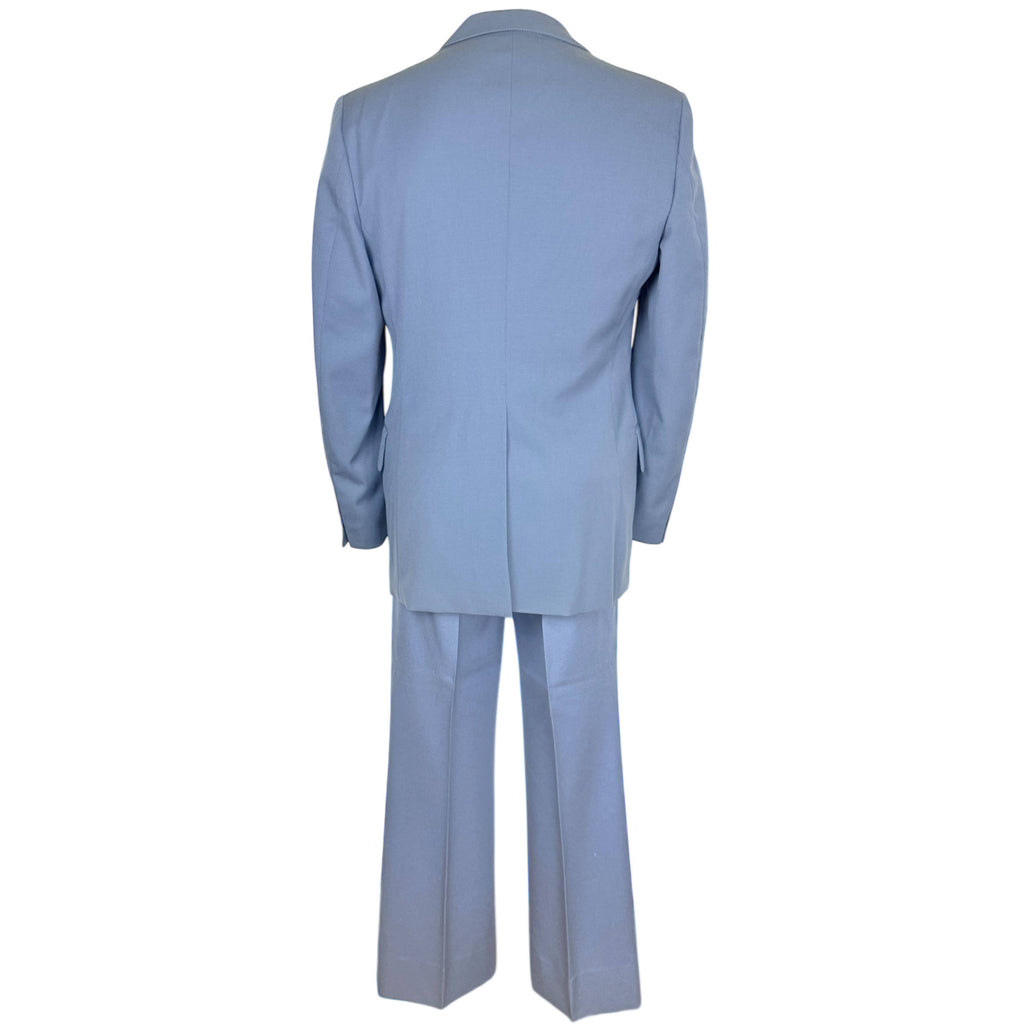 Vintage 1970s Men’s Suit Oleg Cassini Light Blue Wool Sz M