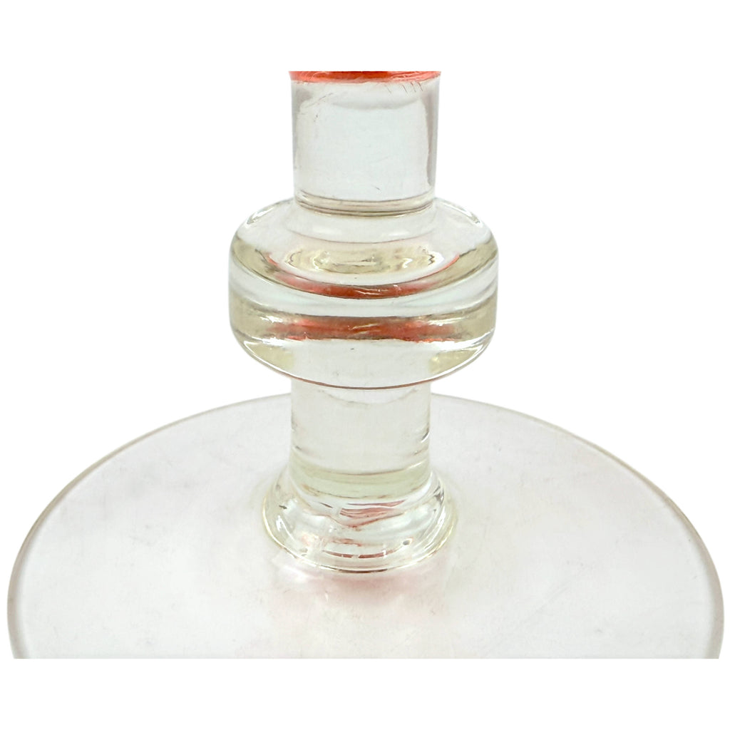 Vintage Empoli Glass Goblet Vase Orange w Clear Stem, Italy