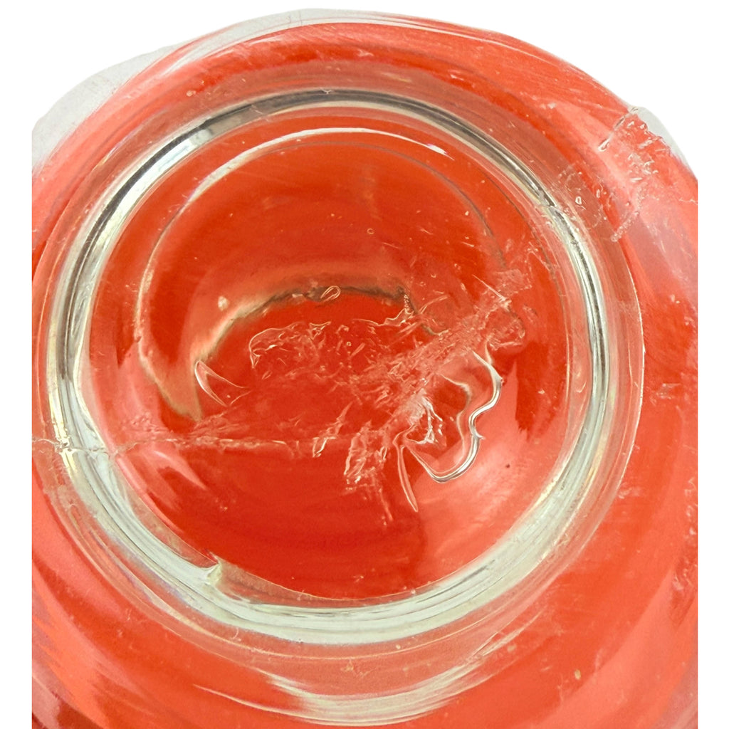 Vintage Empoli Glass Goblet Vase Orange w Clear Stem, Italy