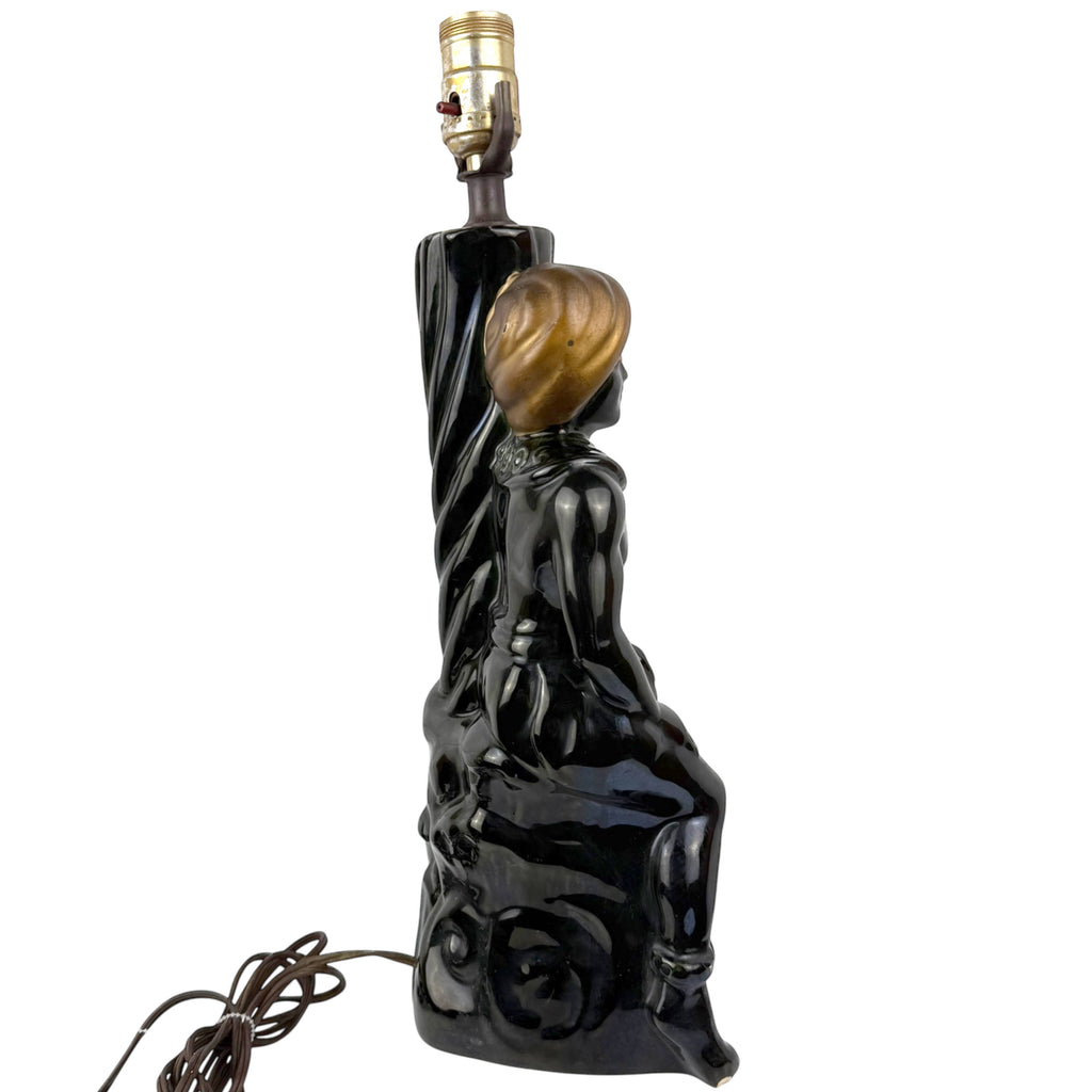 Mid-Century Orientalist Figural Lamp Black Turbaned Man 15¼"