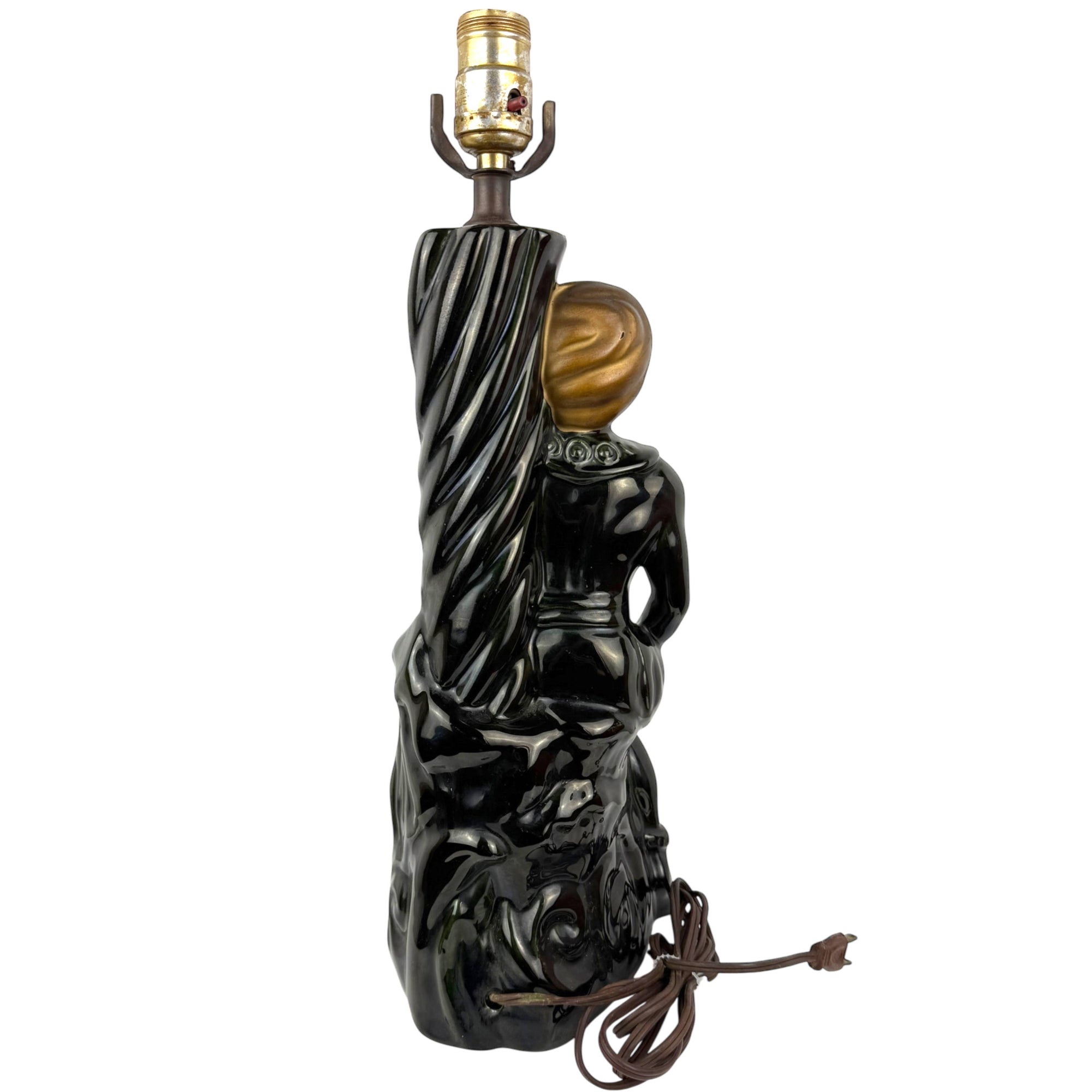 Mid-Century Orientalist Figural Lamp Black Turbaned Man 15¼"