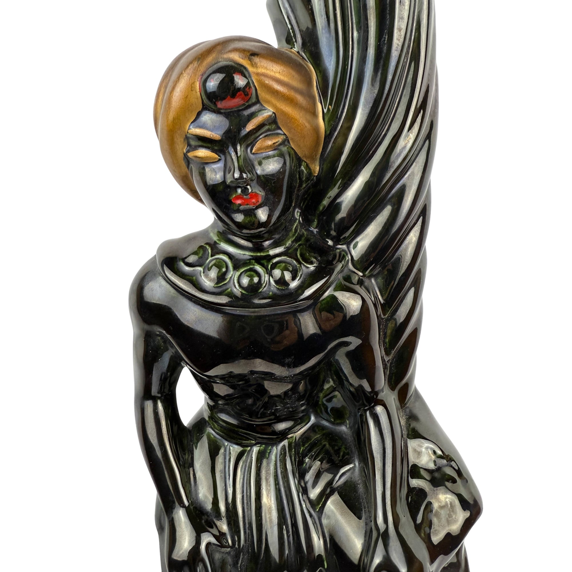 Mid-Century Orientalist Figural Lamp Black Turbaned Man 15¼"