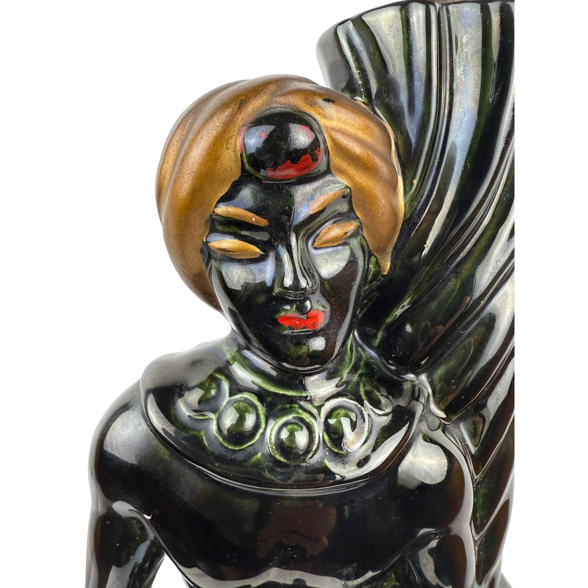 Mid-Century Orientalist Figural Lamp Black Turbaned Man 15¼"
