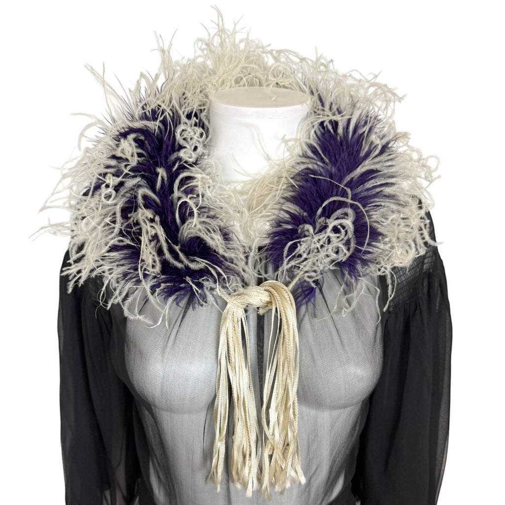 Antique Victorian Boa Purple and White Ostrich Feathers