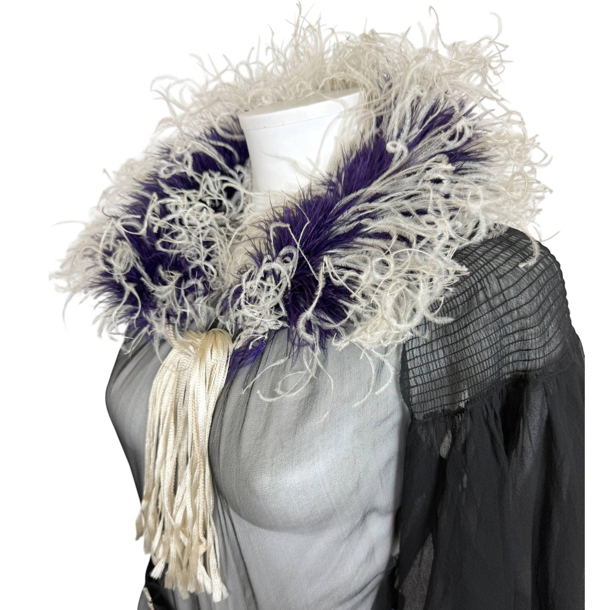 Antique Victorian Boa Purple and White Ostrich Feathers