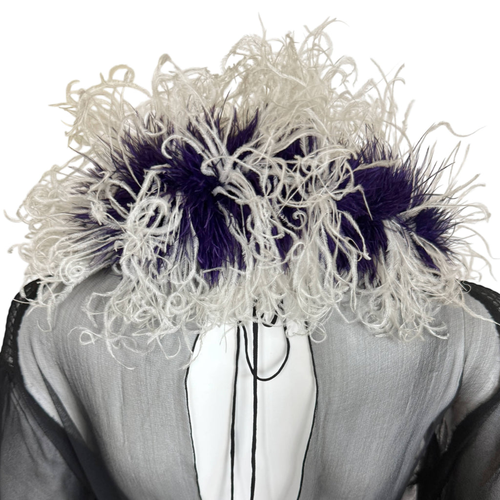 Antique Victorian Boa Purple and White Ostrich Feathers