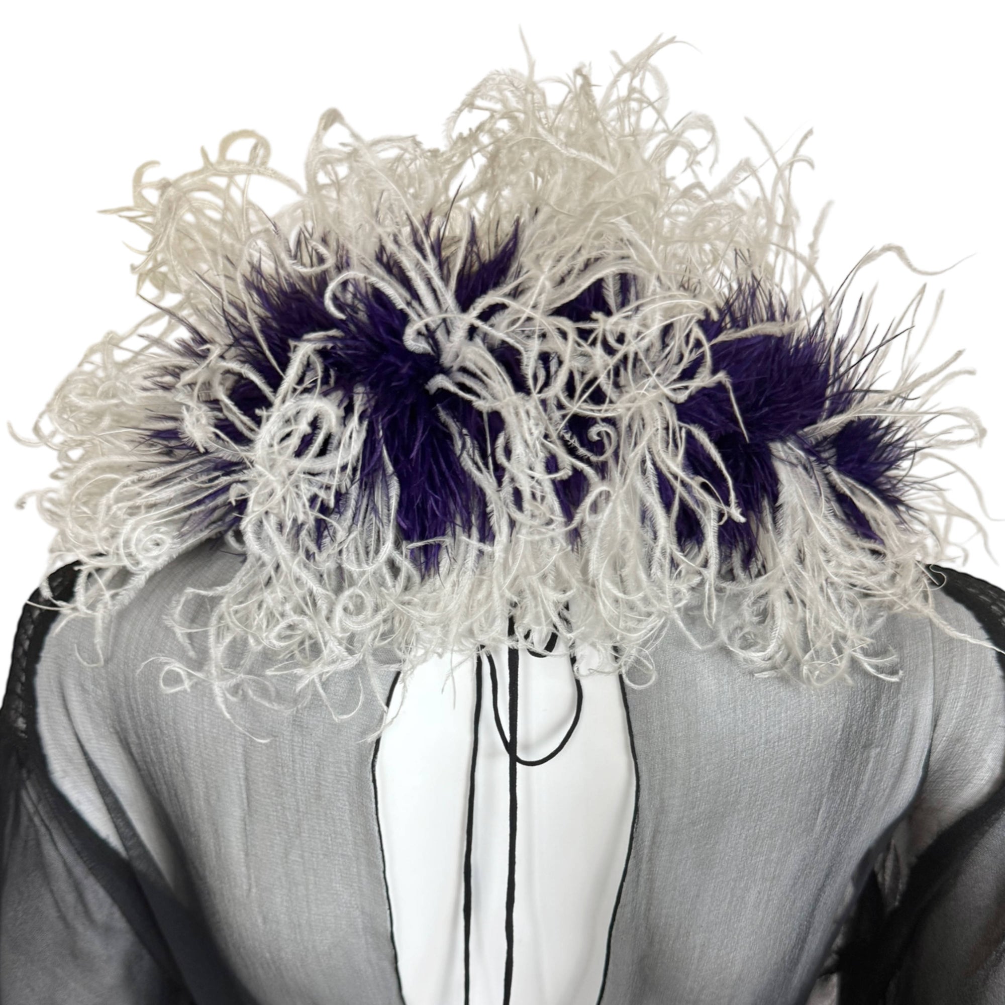 Antique Victorian Boa Purple and White Ostrich Feathers