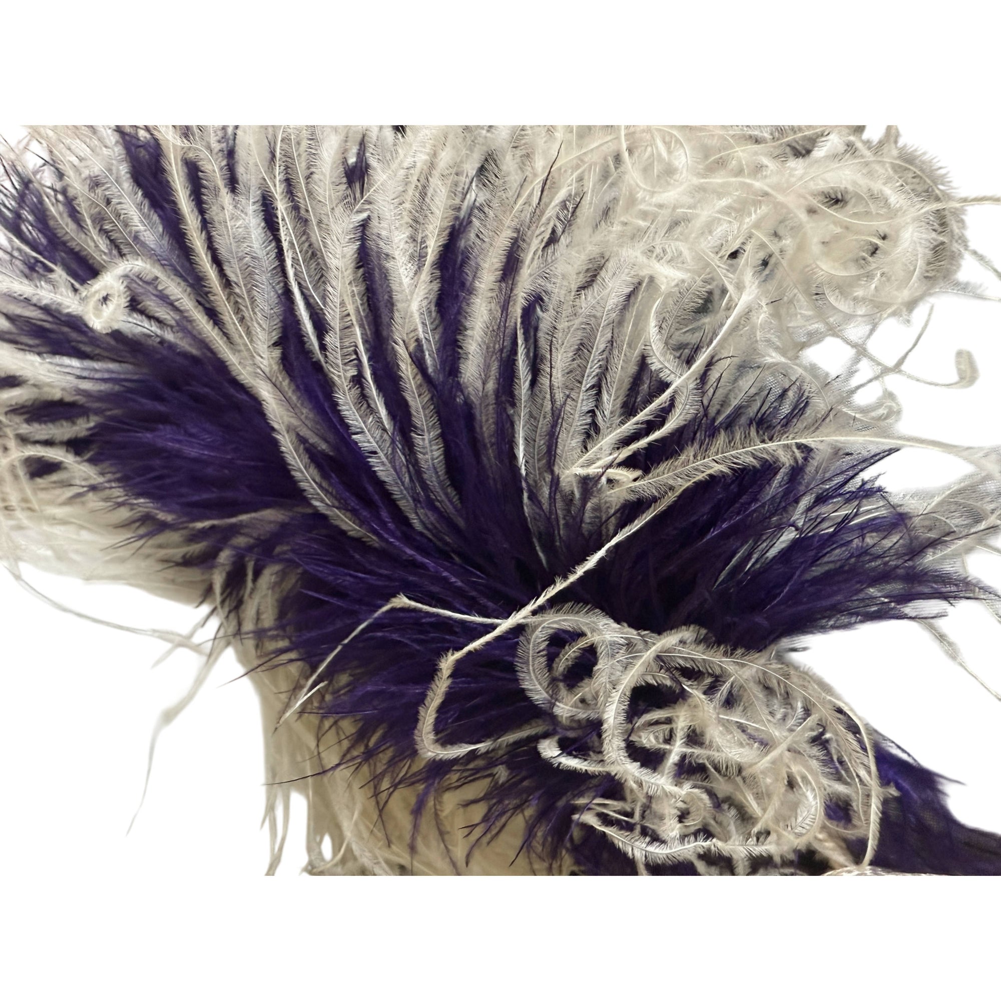 Antique Victorian Boa Purple and White Ostrich Feathers