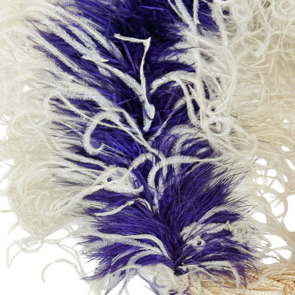 Antique Victorian Boa Purple and White Ostrich Feathers
