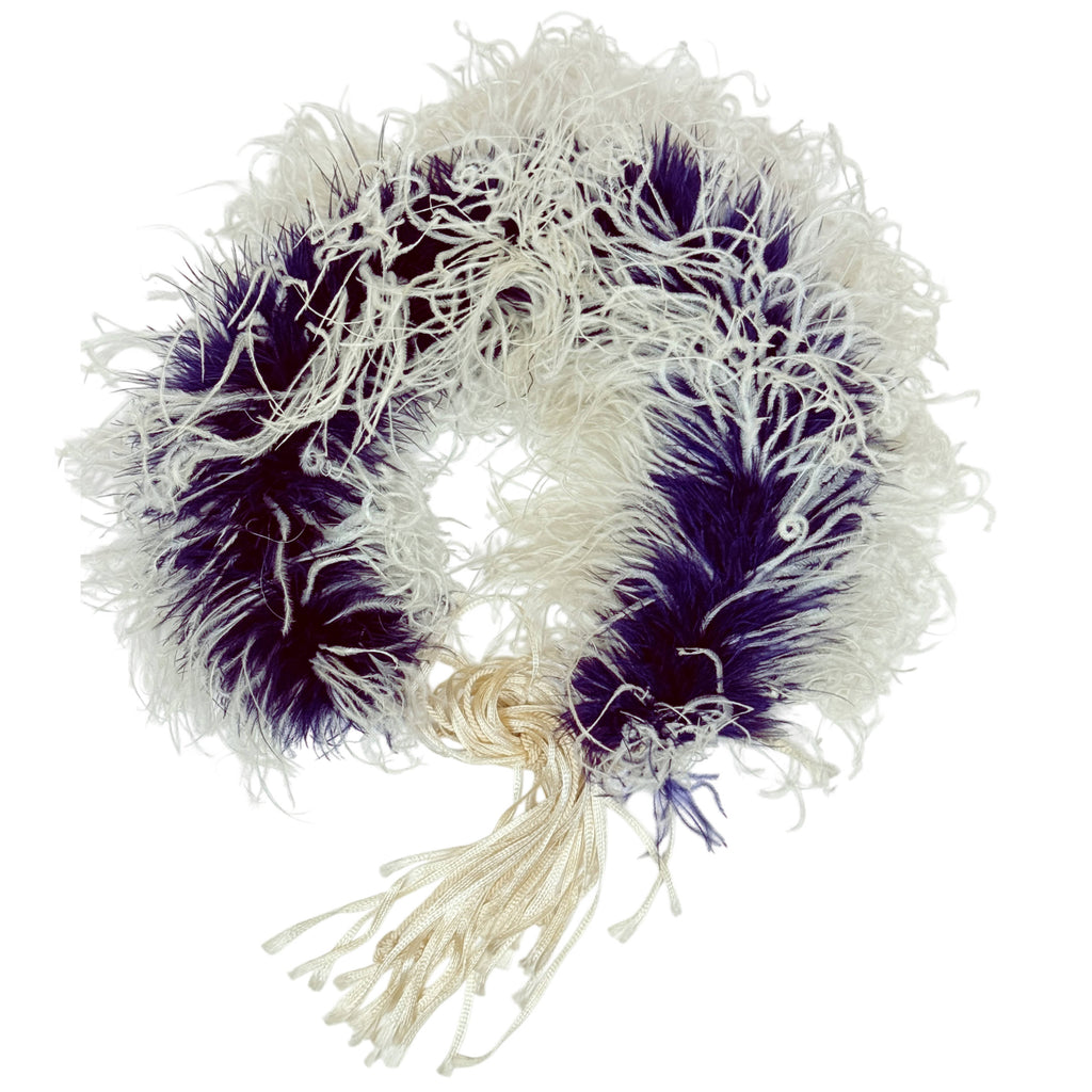 Antique Victorian Boa Purple and White Ostrich Feathers