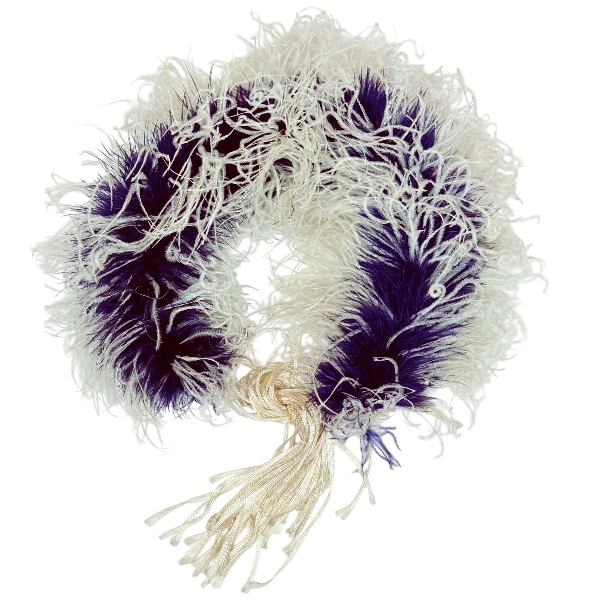 Antique Victorian Boa Purple and White Ostrich Feathers