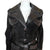 1970s Vintage Suede Leather Coat Chevron Trim Size Small