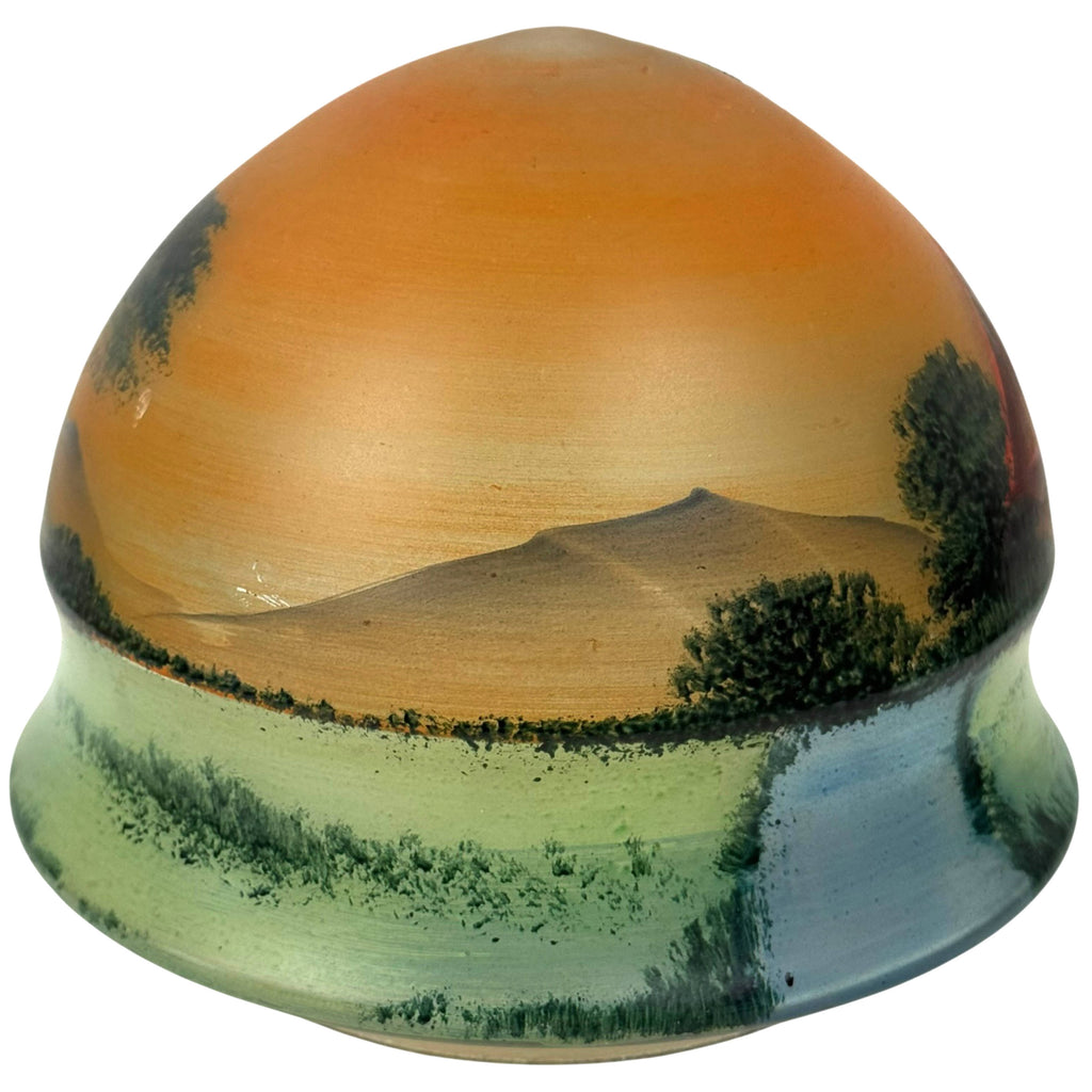 Interior view of Japanese scenic glass lamp shade