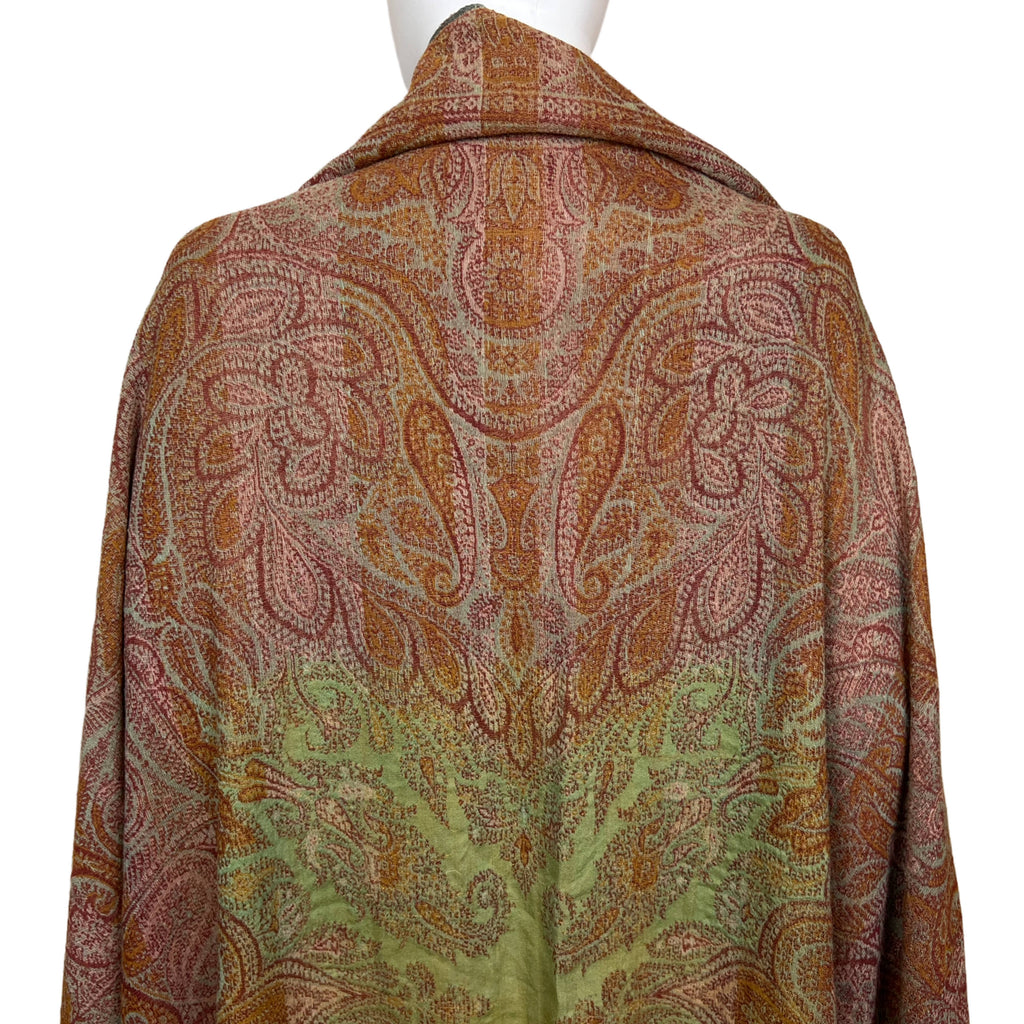 Antique Victorian Paisley Shawl Woven Wool Mid 19th Century