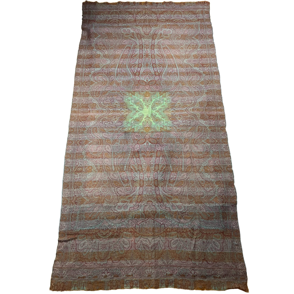 Antique Victorian Paisley Shawl Woven Wool Mid 19th Century