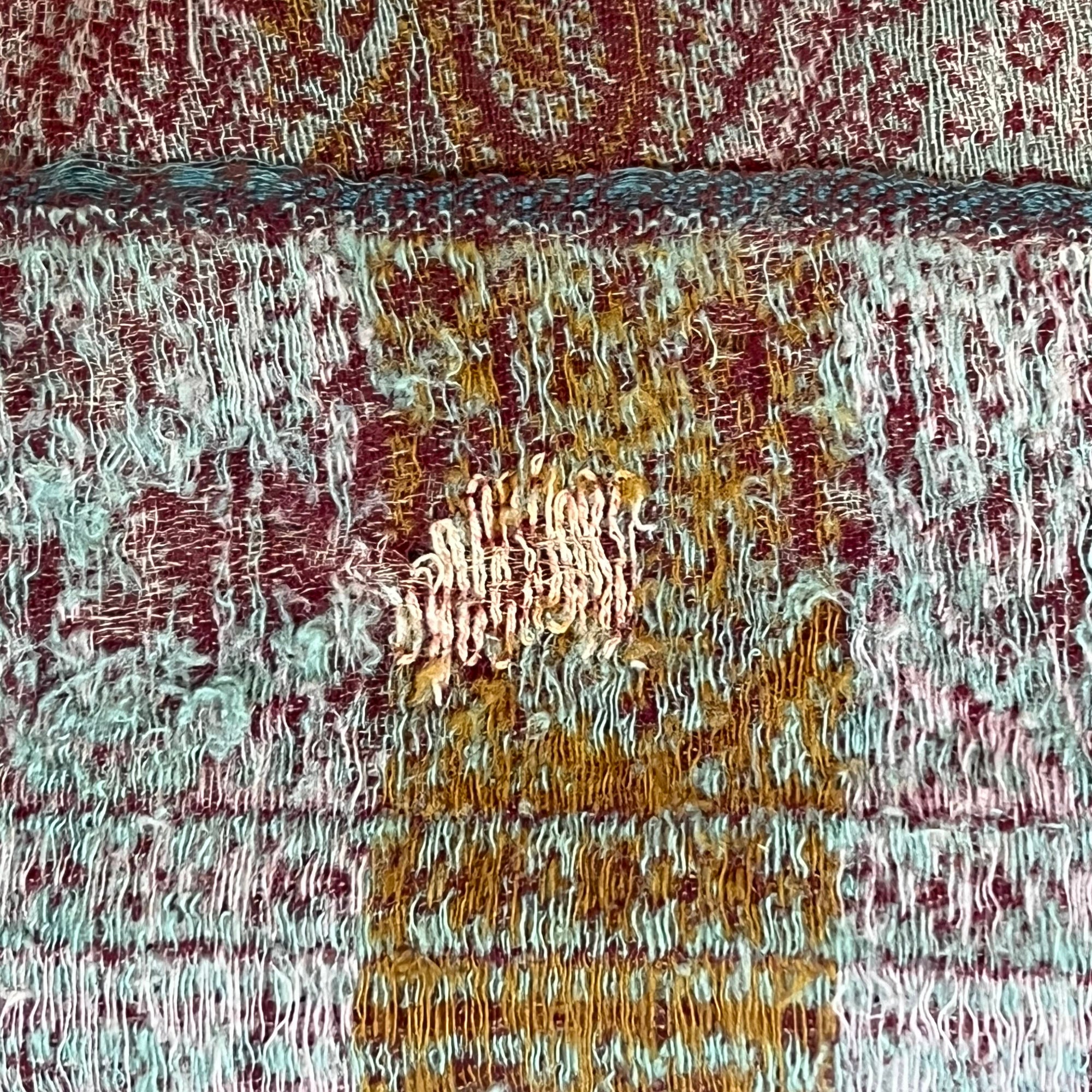 Antique Victorian Paisley Shawl Woven Wool Mid 19th Century