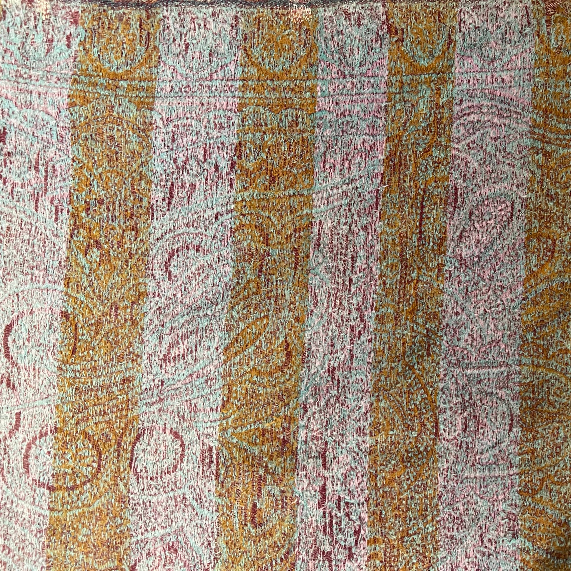 Antique Victorian Paisley Shawl Woven Wool Mid 19th Century