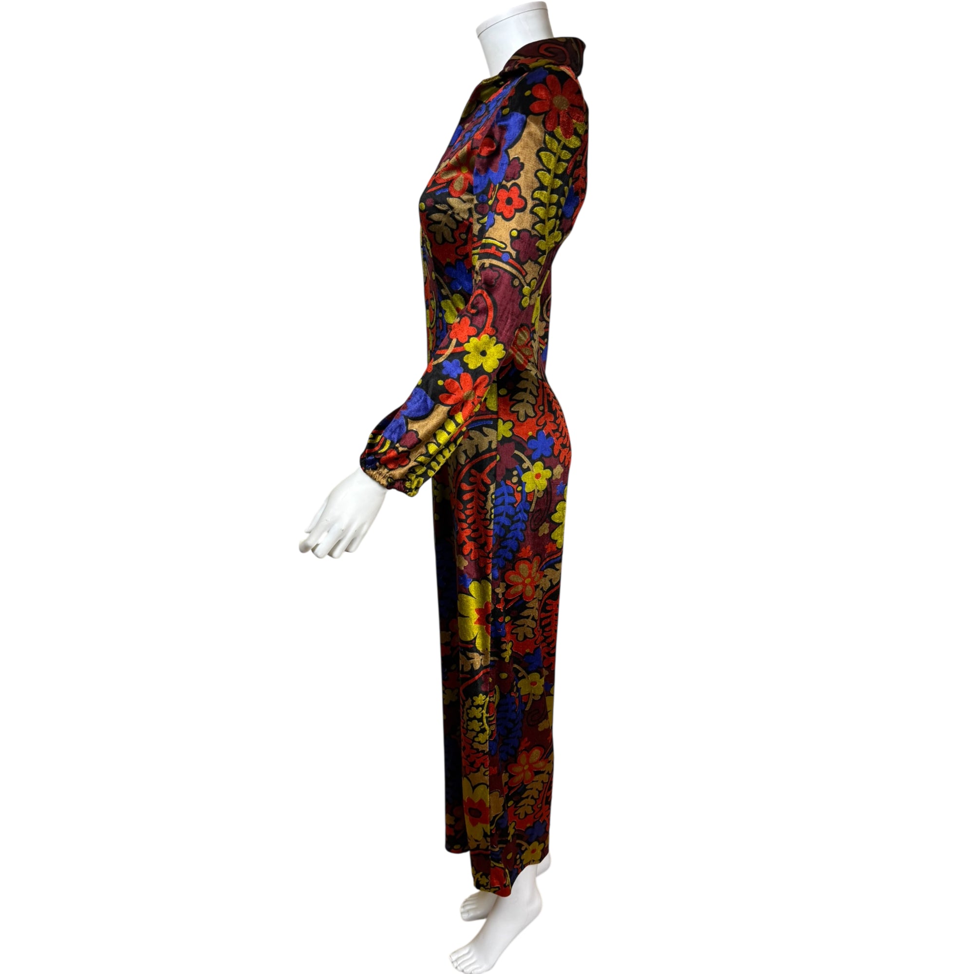 1970s panne velvet jumpsuit side profile