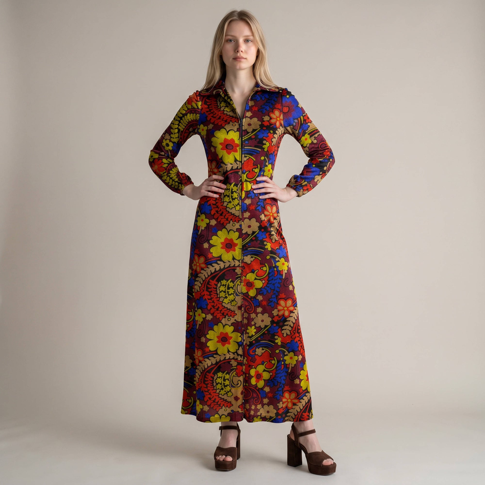 Ai model wearing psychedelic jumpsuit