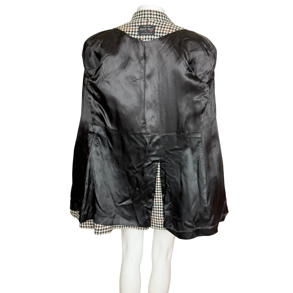 Vintage 1960s Houndstooth Trench Style Jacket Coat Size M