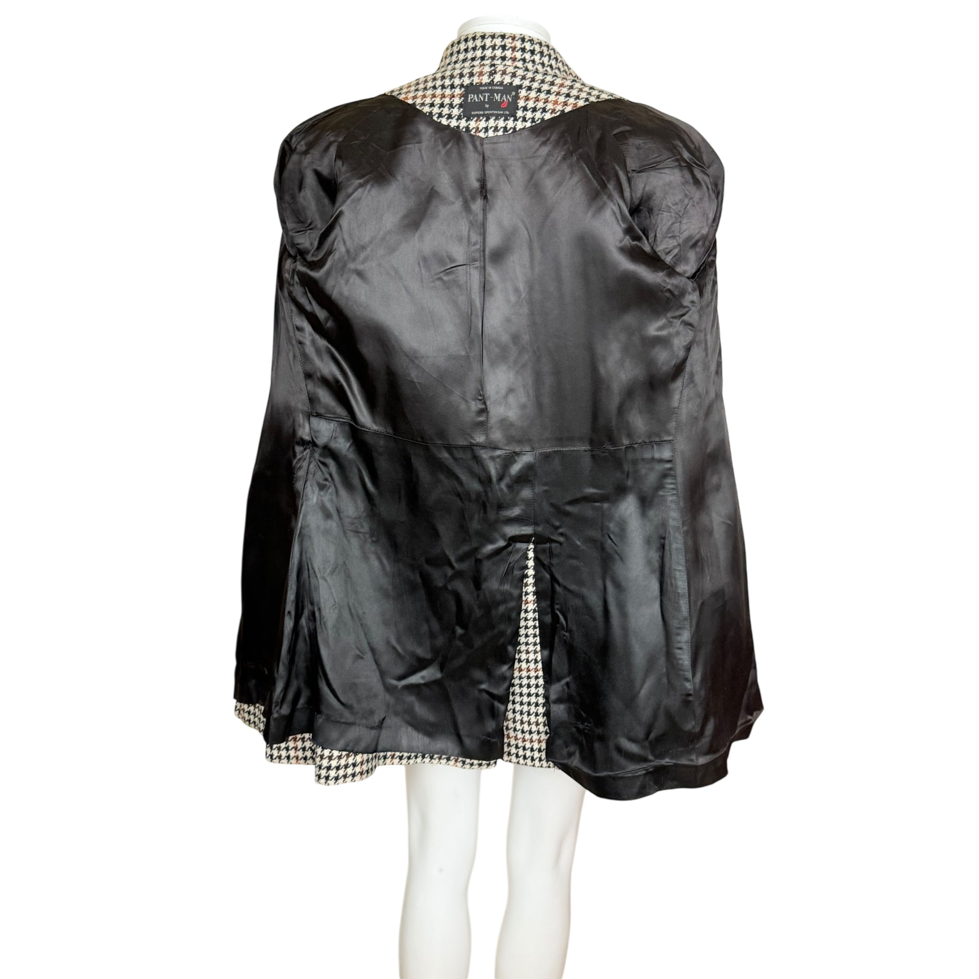 Vintage 1960s Houndstooth Trench Style Jacket Coat Size M