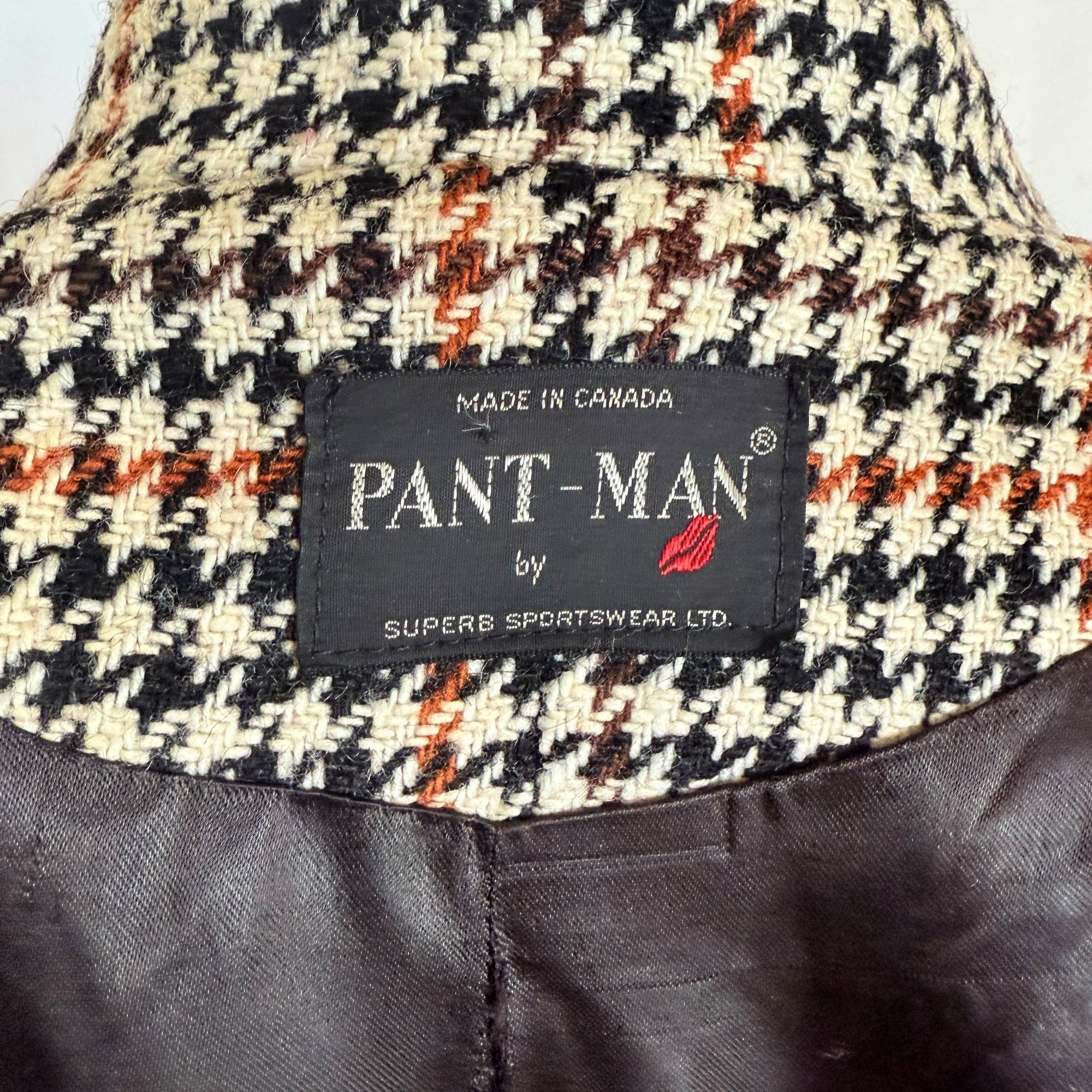 Vintage 1960s Houndstooth Trench Style Jacket Coat Size M