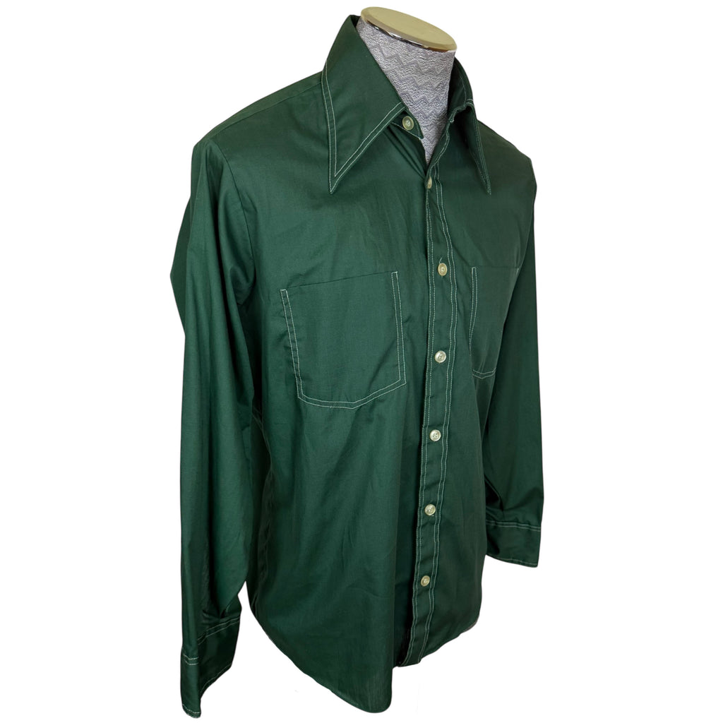 Vintage 1970s Green Shirt Paulo Conti by John Forsyth Size L