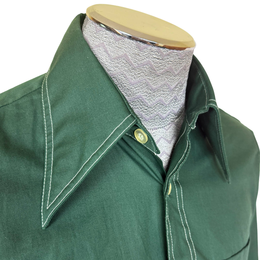 Vintage 1970s Green Shirt Paulo Conti by John Forsyth Size L