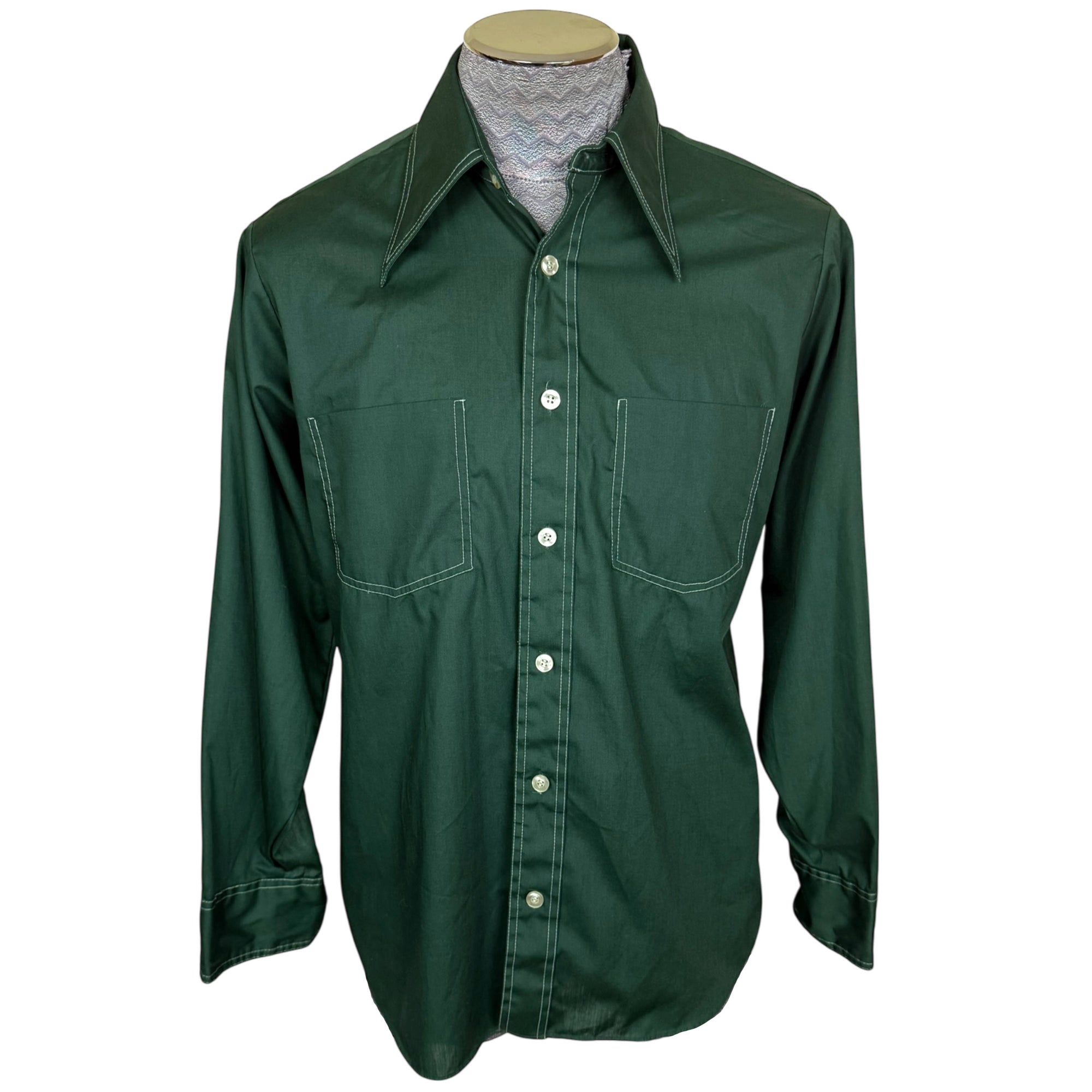 Vintage 1970s Green Shirt Paulo Conti by John Forsyth Size L