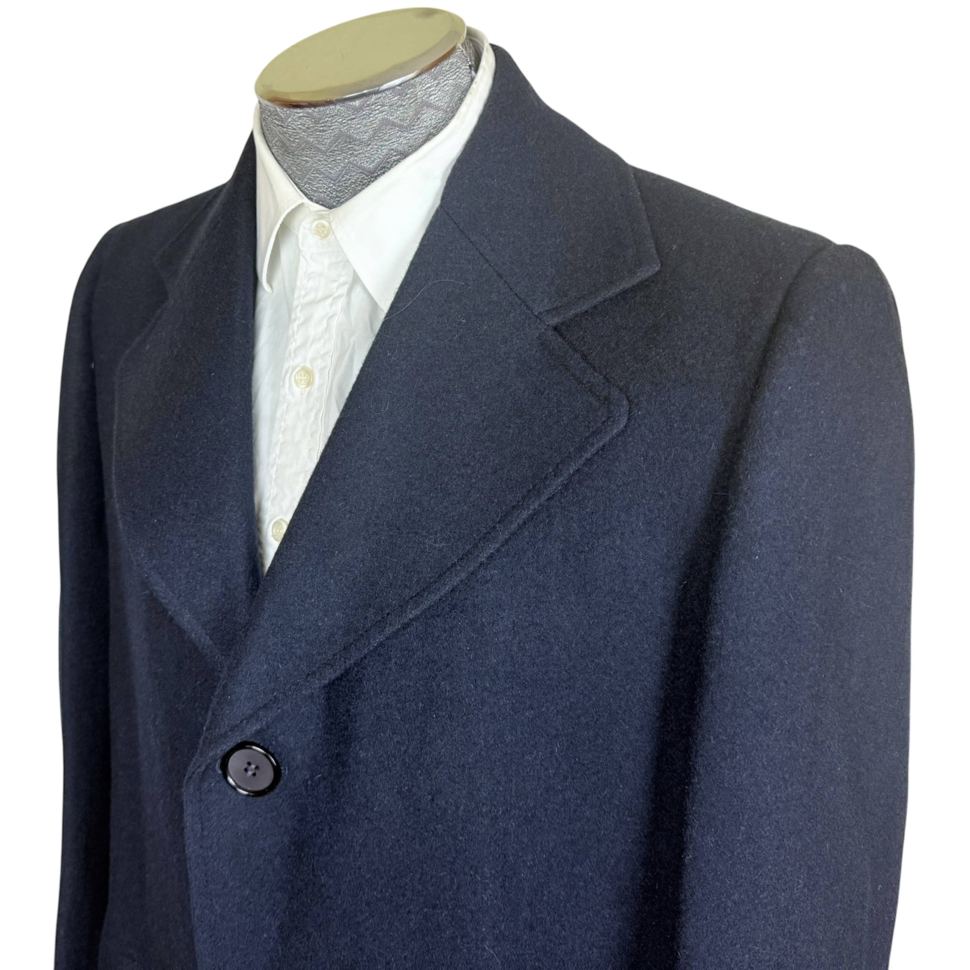 Vintage 1970s Overcoat Navy Blue Wool Mens Size 42