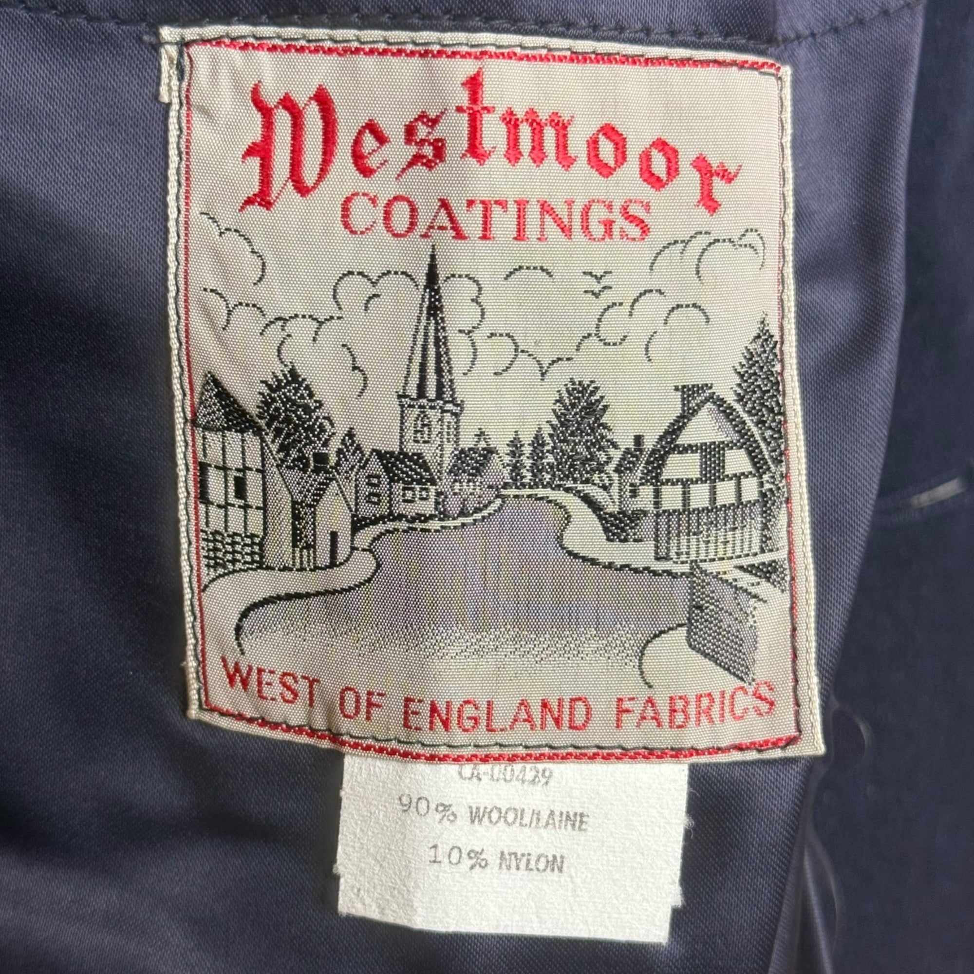 Vintage 1970s Overcoat Navy Blue Wool Mens Size 42