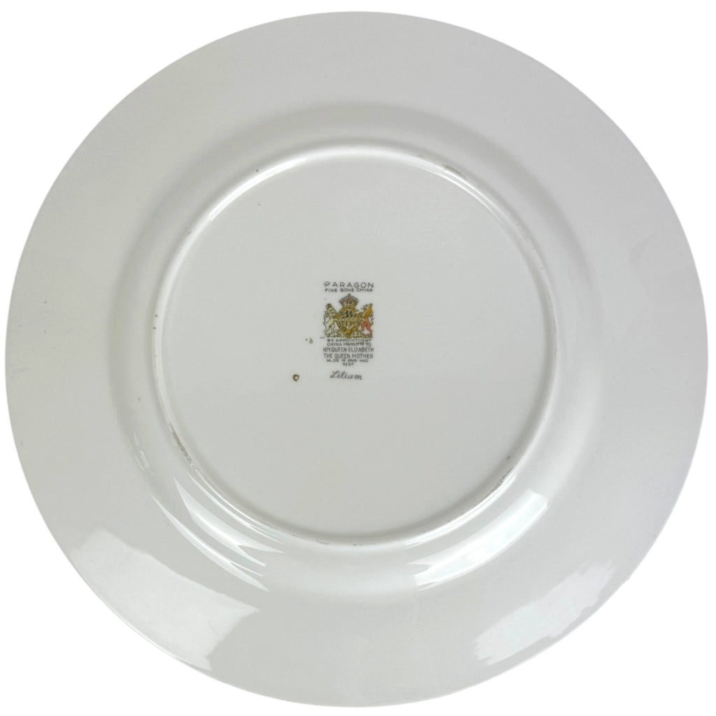 underside of Paragon England Lilium dinner plate