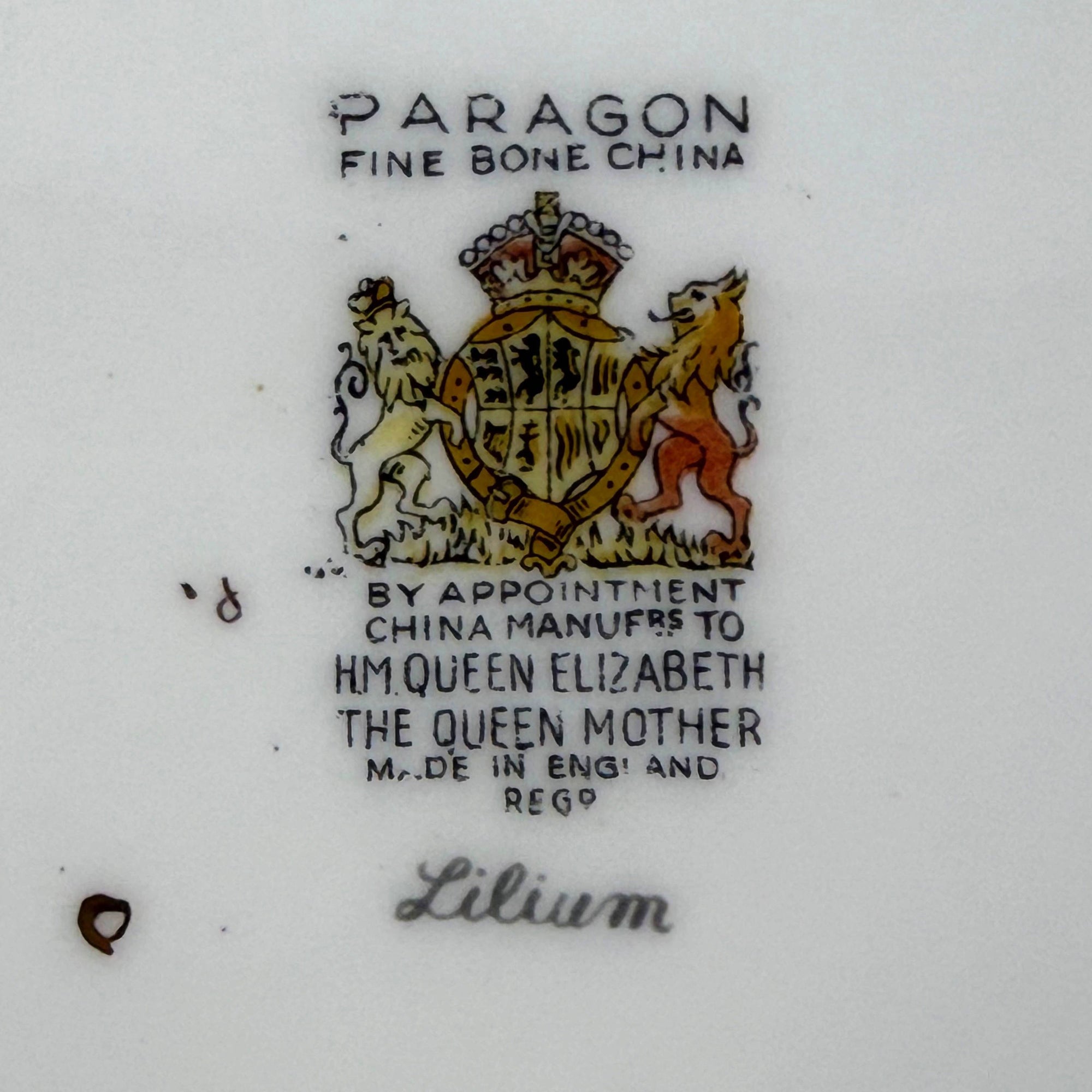 paragon backstamp used between 1949 and 1952