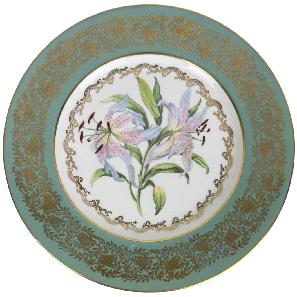 Vintage Paragon Lilium fine bone china dinner plate with hand-painted pink lilies