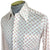 Vintage 1970s Polyester Shirt Red Geo Print Pointy Collar M