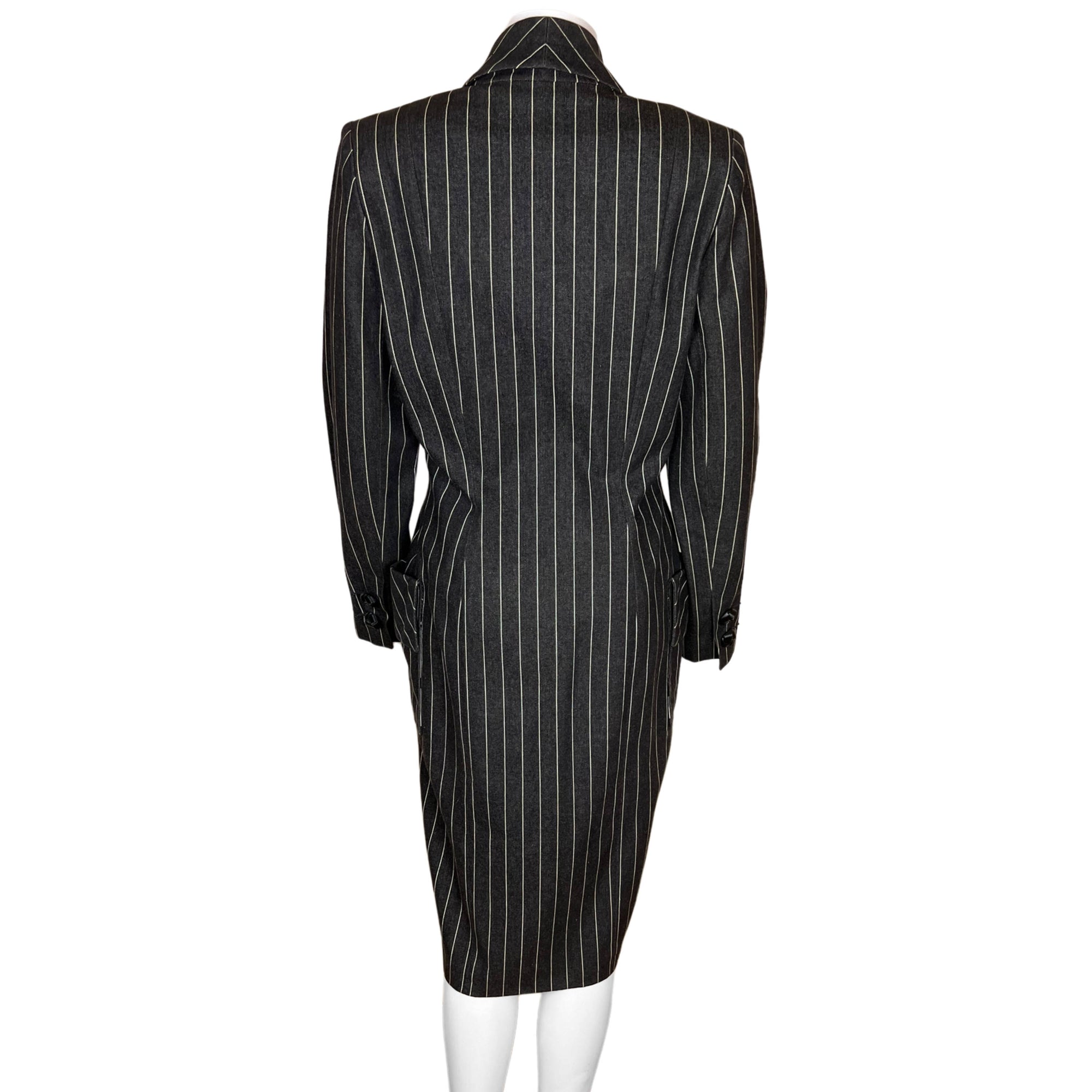 1989 Vintage Patrick Kelly Paris Dress Pinstripe Denim Sz 8
