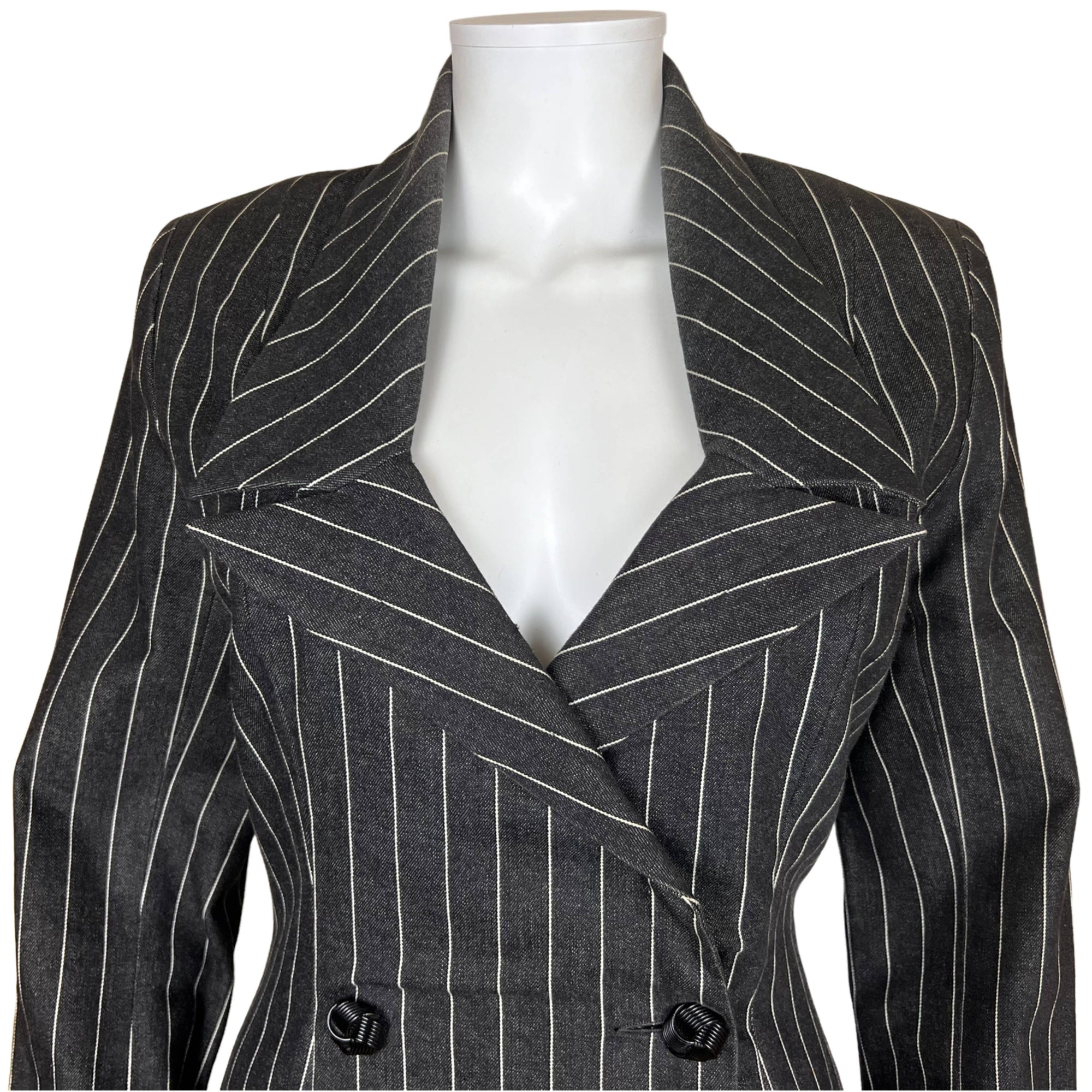 1989 Vintage Patrick Kelly Paris Dress Pinstripe Denim Sz 8