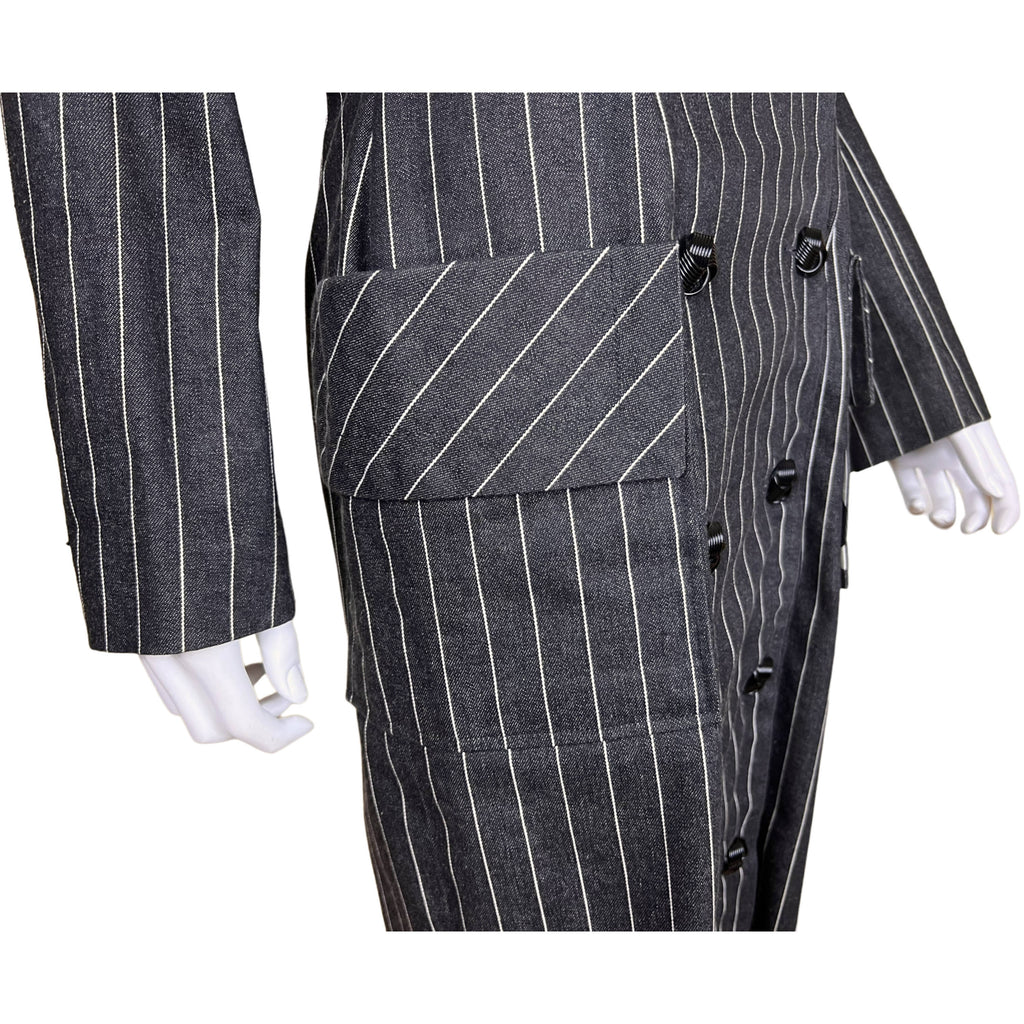 1989 Vintage Patrick Kelly Paris Dress Pinstripe Denim Sz 8