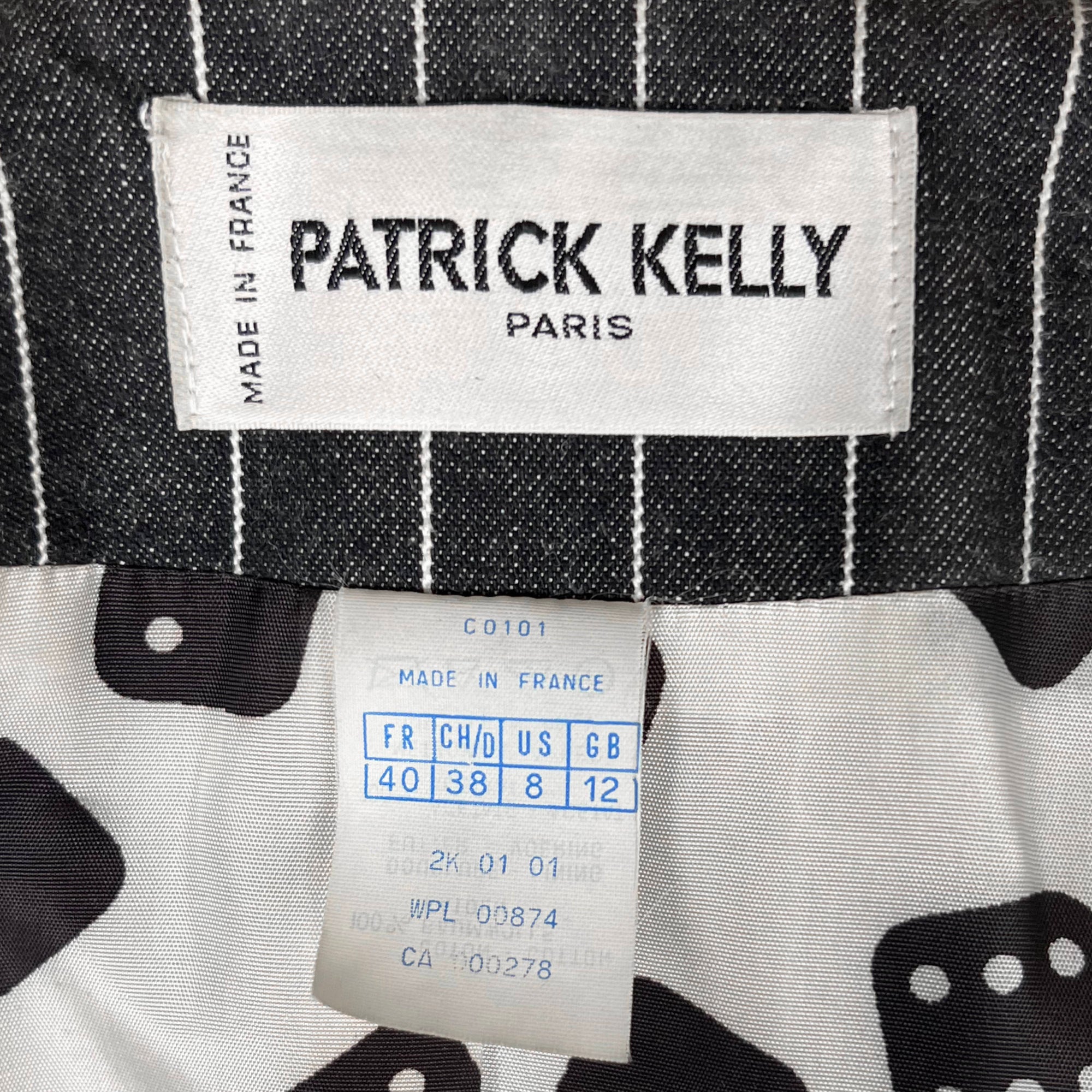 1989 Vintage Patrick Kelly Paris Dress Pinstripe Denim Sz 81989 Vintage Patrick Kelly Paris Dress Pinstripe Denim Sz 8