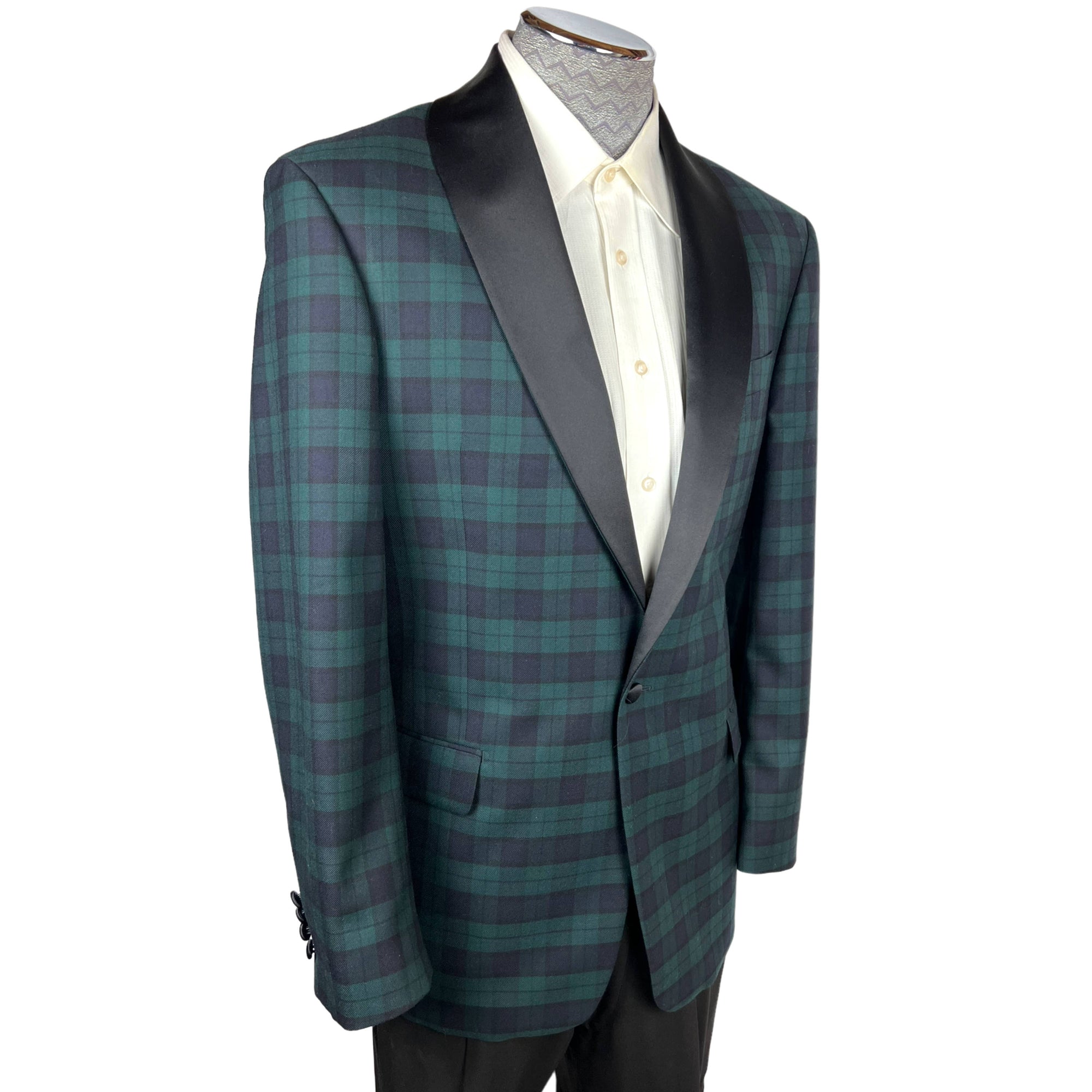 Black Watch Plaid Dinner Jacket Paul Fredrick Size 40 R Poppy's Vintage Clothing Black Watch Plaid Dinner Jacket Paul Fredrick Size 40 R Poppy's Vintage Clothing